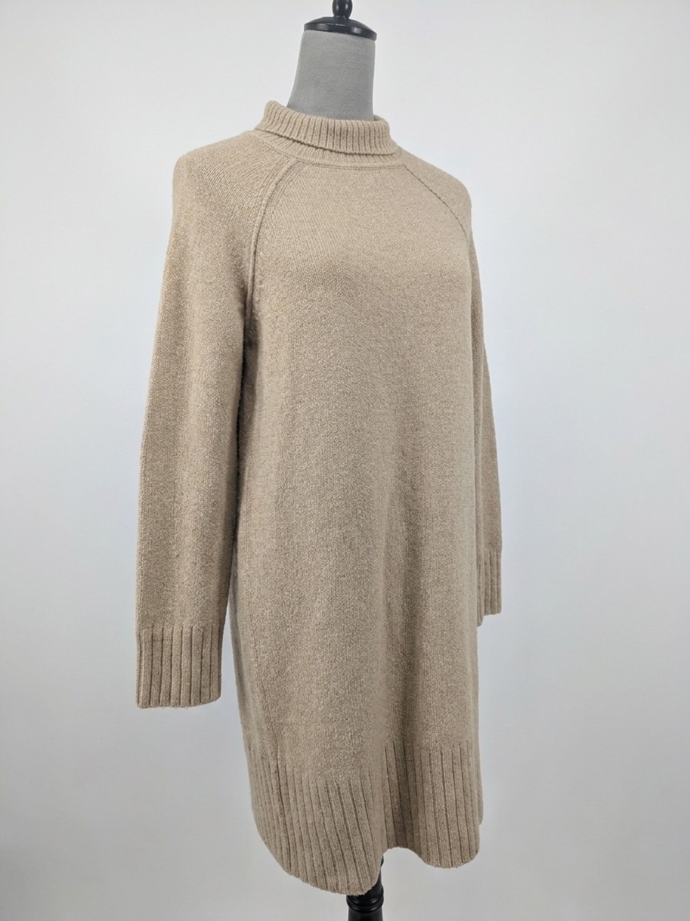 Banana Republic Beige Cowl-Neck Knit Sweater Dress
